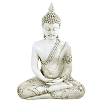 Spiru Thaise Boeddha Beeld Mediterend Polyresin Wit - 22 x 14 x 27 cm