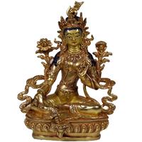 Spiru Tara Boeddha Beeld Groene Tara Goudkleurig - 20 cm