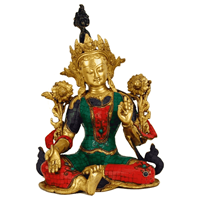 Spiru Tara Boeddha Beeld Groene Tara Groen/Goudkleurig - 40 cm