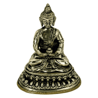 Spiru Japanse Boeddha Beeld Witmetaal Amithaba - 10 cm