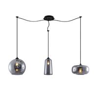 Lucande Zyli hanglamp, 3-lamps, rookgrijs