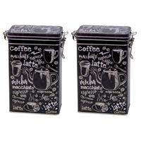 6x Stuks Zwart Rechthoekig Koffieblik/bewaarblik 19 Cm - Koffie Voorraadblikken - Koffiepads/koffiecups Voorraadbussen