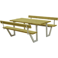 Trendyard Picknicktafel Stalen Frame Wega Geïmpregneerd Hout 2 Rugleuningen