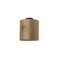 QAZQA Deckenleuchte mattschwarz Samtschirm braun 25 cm - Kombi