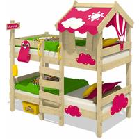 Wickey Kinderbett Etagenbett CrAzY Daisy mit pinke Rutsche Hochbett, 90 x 200 cm Hausbett - 