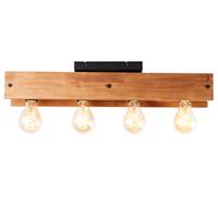 Brilliant CALANDRA Deckenleuchte 60 cm Metall / Holz Schwarz / holzfarbend 4-Flammig, 99450/76
