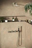 Hotbath Cobber IBS70 inbouw doucheset met 2 stopkranen met ronde handdouche en plafondbuis 30 cm - Geborsteld nikkel