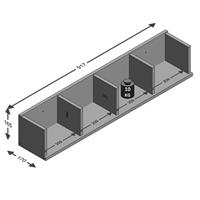 FMD Wandschap met 4 vakken 92x17x16,5 cm wit