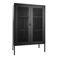 Ebuy24 - Melbourne Vitrinenschrank mit Drahtgittertüren, schwarz. - Schwarz