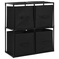 vidaXL Lagerschrank mit 4 Stoffkörben Schwarz 63×30×71 cm Stahl 