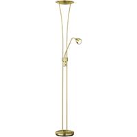 BES LED Led Vloerlamp - Trion Azorina - 20w + 5w - Warm Wit 3000k - 2-lichts - Dimbaar - Rond - Mat Goud - Aluminium