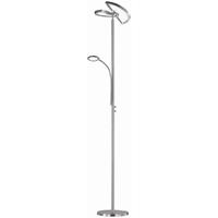 BES LED Led Vloerlamp - Trion Spat - 20w + 3w - Aanpasbare Kleur - 2-lichts - Dimbaar - Rond - Mat Chroom - Aluminium