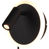 BES LED Led Wandlamp - Trion Jodan - 7w - Warm Wit 3000k - Rond at Zwart - Aluminium