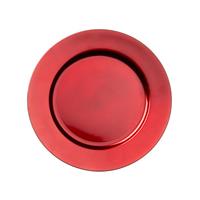 1x Ronde kaarsenborden/onderborden rood 33 cm -