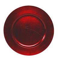 1x Ronde kaarsenborden/onderborden rood glimmend 33 cm -