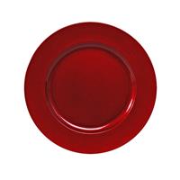 Bellatio 1x stuks kaarsenborden/onderborden rood met glitters 33 cm -