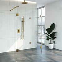 Saniclass Create Inloopdouche reversed 120x200x100cm profielloos met antikalk en 8mm veiligheidsglas Goud geborsteld 4JC5-100x120/30u