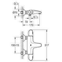 Grohe Grohtherm 1000 Thermostatische badmengkraan hoh 15cm met koppelingen chroom 34816003