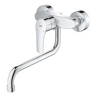 Grohe Eurosmart keukenkraan wandmodel m. koppelingen m. lage draaibare uitloop chroom 32224003