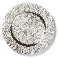 1x stuks kaarsenborden/onderborden zilver glimmend 33 cm -