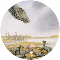 Komar Young Titanosaurs Selbstklebende Fototapete 125x125cm Rund