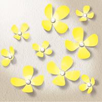 3d Decoratie Sticker - 3d Bloemen Met 9 Swarovski Kristallen - Geel