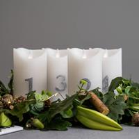 Sirius LED kaars Sara Advent 4 er h. 12,5cm wit/zilver