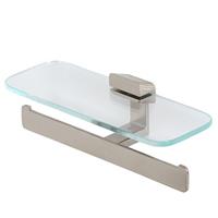 Geesa Shift Toiletrolhouder dubbel RVS geborsteld met planchet van transparant glas 919948-05