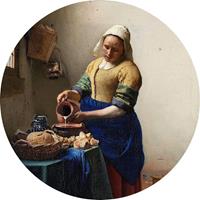 Vermeer The Milkmaid Vlies Fotobehang 140x140cm rond