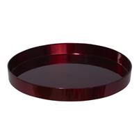 Bellatio Ronde kunststof dienblad/kaarsenplateau rood D27 cm -