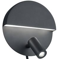 BES LED Led Wandlamp - Trion Marano - 8w - Warm Wit 3000k - Rond at Zwart - Aluminium