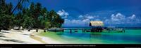 Tom Mackie - Beach and Jetty with Boat Kunstdruck 95x33cm