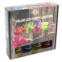 Bellatio Solar Feestverlichting/tuinverlichting Met 10 Neon Gekleurde Lampjes - Partylights/feestverlichting Op Zonne-energie