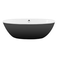 Xenz britt vrijstaand bad ovaal met afvoer plaatsafvoer midden met overloopgat 265 liter 190x94x60cm acryl bicolor edelweiss met ebony 7004-0329-VC