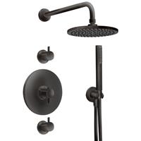 Xenz Duero Doucheset inbouw thermostatisch met inbouwdeel en handdoucheset zwart mat DU5431-ZWM