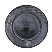 1x Ronde kaarsenborden/onderborden grijs antique glimmend 33 cm -