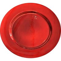 Bellatio Kaarsenbord/plateau rood glimmend 33 cm rond -