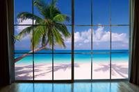 Dimex Beach Window View Vlies Fotobehang 375x250cm 5-banen