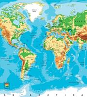 World Map Vlies Fotobehang 225x250cm 3-banen
