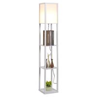 HOMCOM staande lamp vloerlamp met 3 planken binnenverlichting E27 tot 40 W voor woon-/slaapkamer E1-kwaliteit MDF, acryl wit 26 x 26 x 160 cm