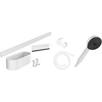 Hansgrohe Wallstoris set rail+handdoucheset+korf+wisser+haken mat wit