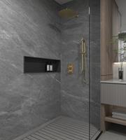 Saniclear Brass inbouw regendouche met 30cm hoofddouche, muurarm en glijstang geborsteld messing mat goud