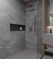 Saniclear Copper inbouw regendouche met 30cm hoofddouche, plafondarm en glijstang geborsteld koper