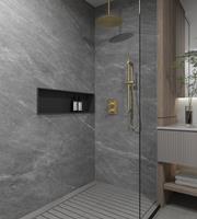 Saniclear Brass inbouw regendouche met 30cm hoofddouche, plafondarm en glijstang geborsteld messing mat goud