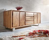 DELIFE Sideboard Live-Edge 172 cm Akazie Natur 3 Schübe 4 Türen