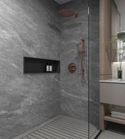 Saniclear Copper inbouw regendouche rond met 30cm hoofddouche, muurarm en glijstang geborsteld koper