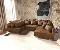 DELIFE Wohnlandschaft Clovis Braun Antik Optik Modulsofa