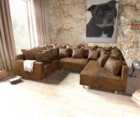 DELIFE Wohnlandschaft Clovis Braun Antik Optik modular Armlehne