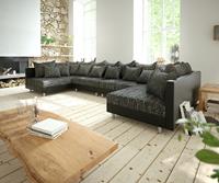 DELIFE Wohnlandschaft Clovis XL Schwarz Modulsofa erweiterbar