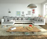 DELIFE Wohnlandschaft Clovis XL Weiss Hellgrau Modulsofa